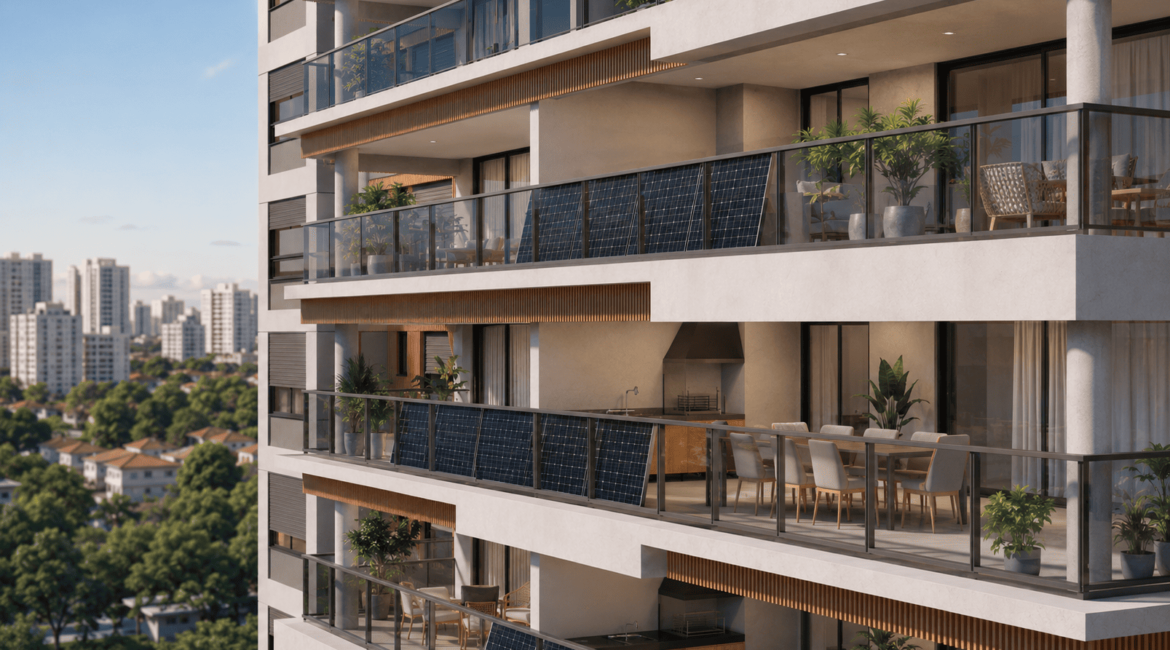 Morador de apartamento utilizando energia solar por meio de sistema de geração compartilhada