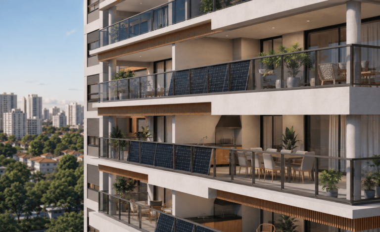 Morador de apartamento utilizando energia solar por meio de sistema de geração compartilhada