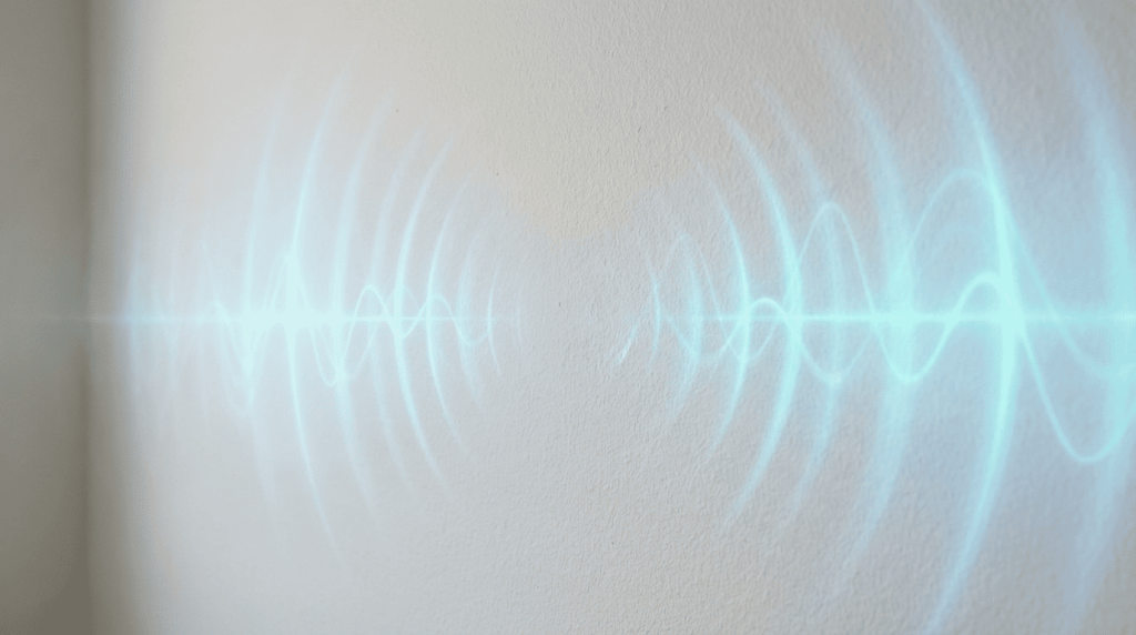 Ondas de som saindo da parede representando ruído interno